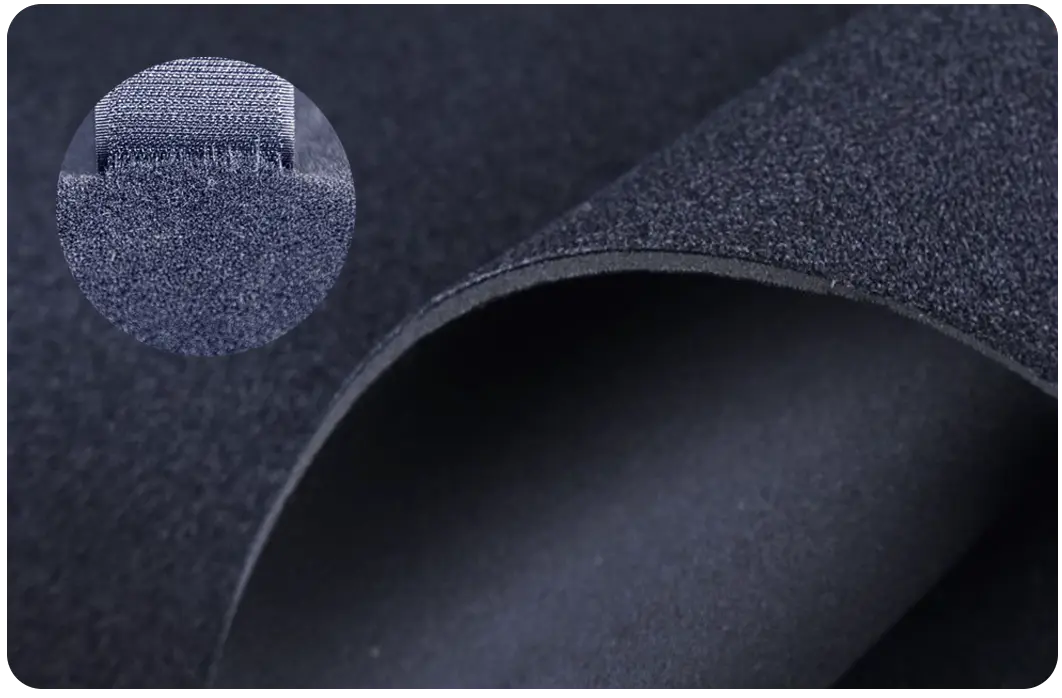 Breathable mesh and Velcro-friendly UBL (OK cloth) laminated neoprene for adjustable medical supports and industrial linings.