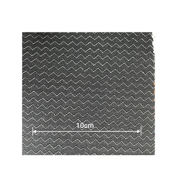 Black neoprene fabric with white zigzag chevron anti-slip printing for professional sports accessories.