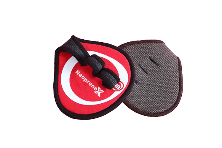 Textured neoprene gym gloves with mesh-embossed palm pads for enhanced friction and weightlifting safety.