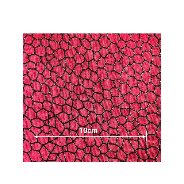 Magenta neoprene fabric featuring a black spiderweb-style anti-slip print for fashion and technical gear.