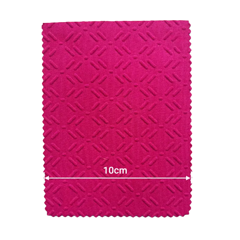Factory-direct magenta star embossed neoprene fabric pattern for custom industrial projects.
