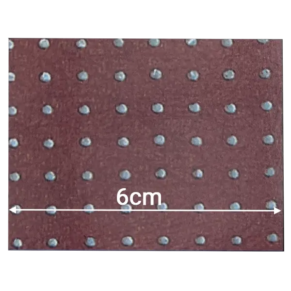 Maroon-brown perforated neoprene with staggered holes for heavy-duty ventilation.