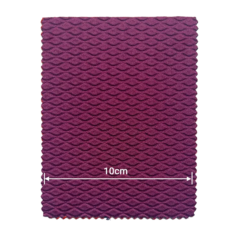 Maroon small diamond embossed neoprene fabric pattern from an ISO auditor led factory.