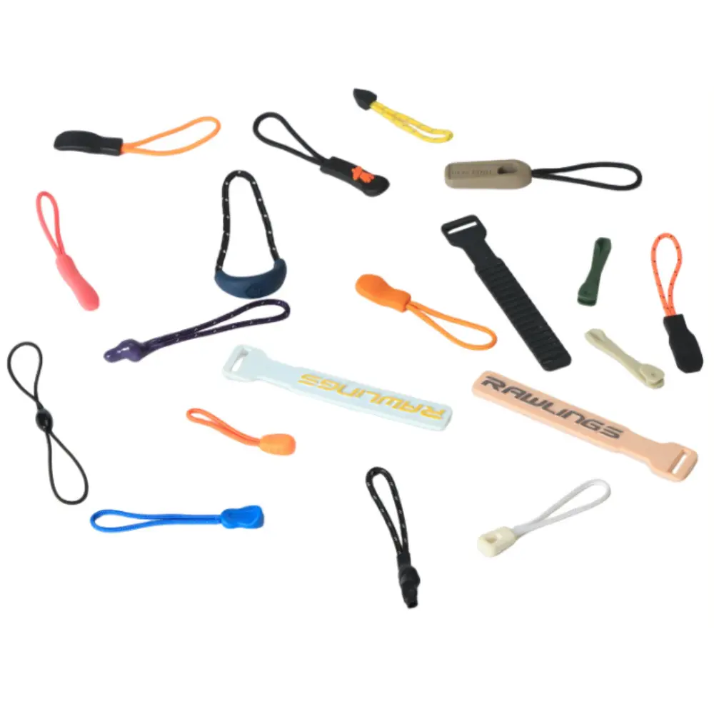 Minimalist corded pullers in various colors for laptop bags