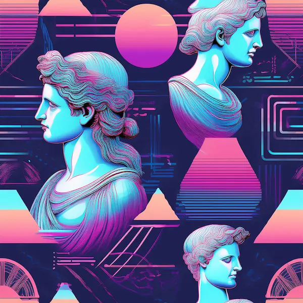 Vaporwave Palm aesthetic neoprene koozies for digital brand promotion