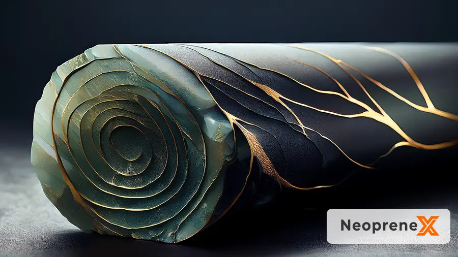 Technical diagram showing Limestone-based neoprene lamination and structural design for durable, high-margin brand assets without compromising resilience.