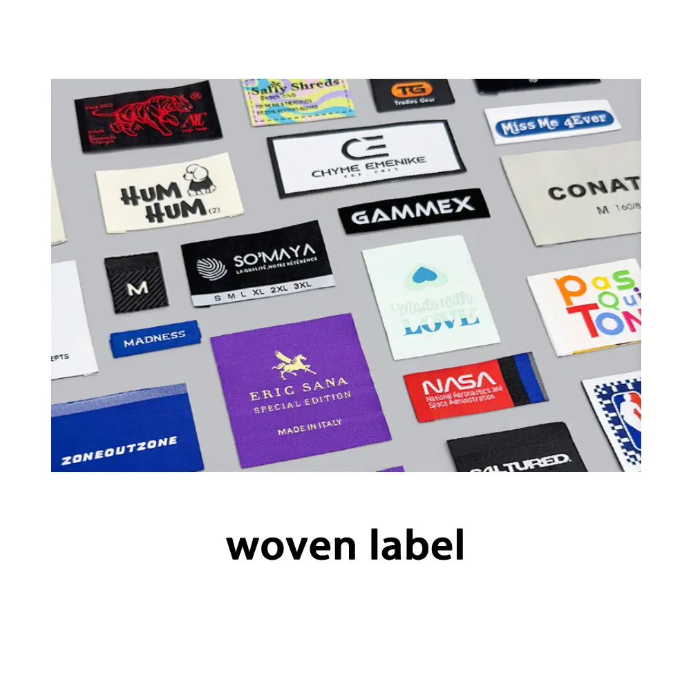Soft woven fabric labels for high-end clothing and bags.