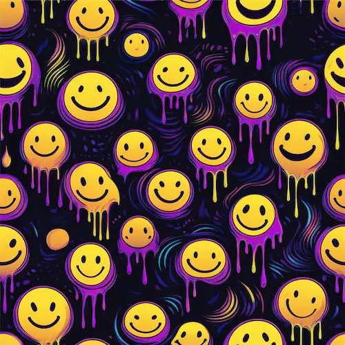 Wholesale 12cm neoprene coffee sleeve - Acid smiley retro trend for cafe retail