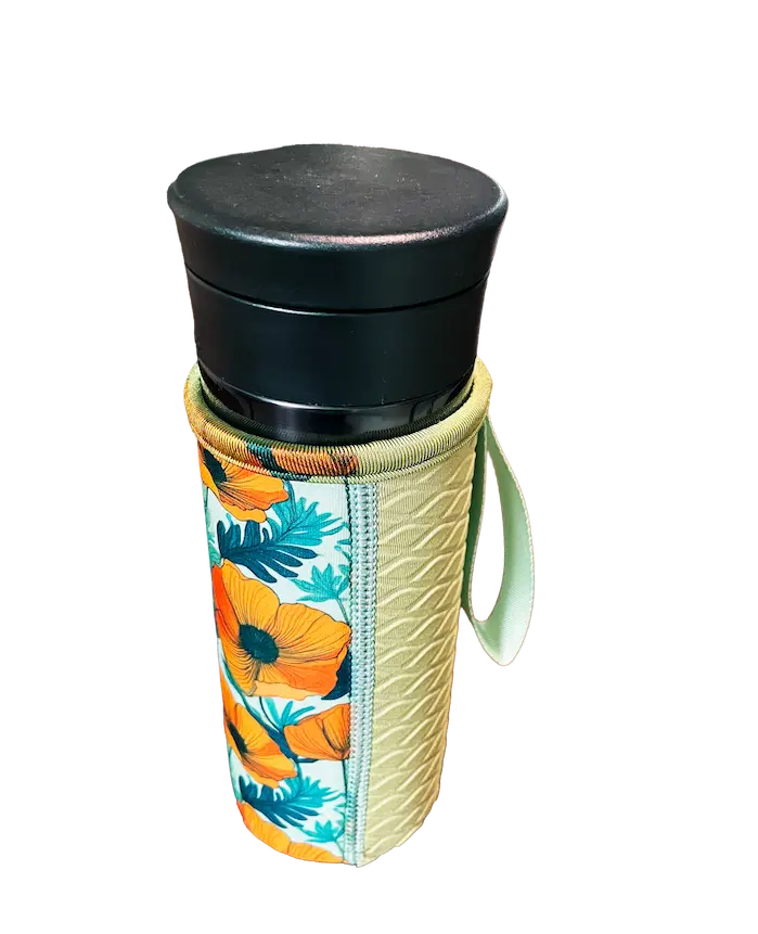 NeopreneX 15.0cm high-performance bottle sleeve with floral sublimation print and webbing handle, providing precision fitment and ultimate coverage for 20oz-24oz professional sports bottles.