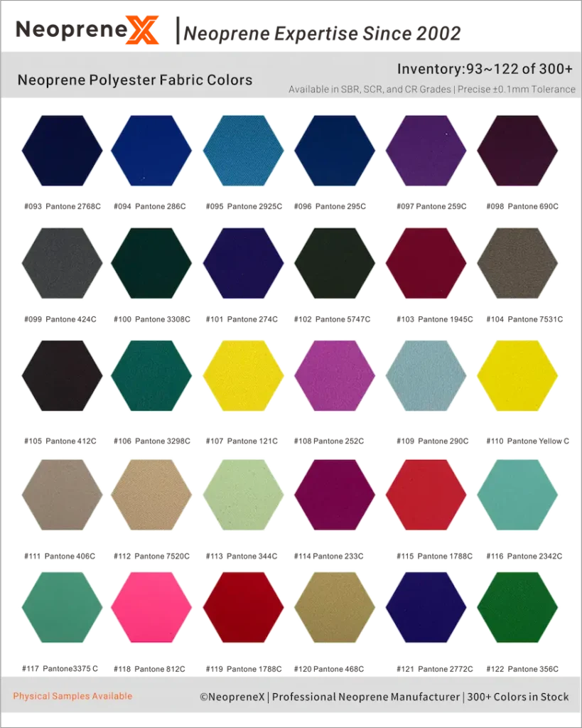 Industrial grade neoprene suppliers color swatch book page 93-122