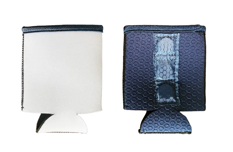 Blank magnetic koozies for sublimation with integrated N52 rare-earth magnets, heat-shielded design for safe DIY branding projects.