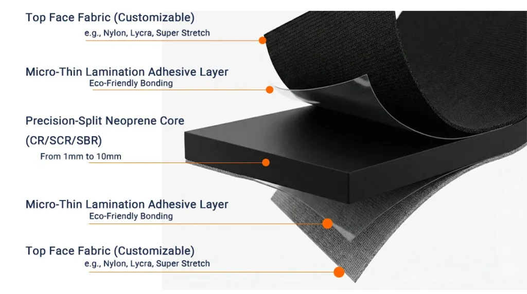 neoprene sandwich structure SBR core technical diagram
