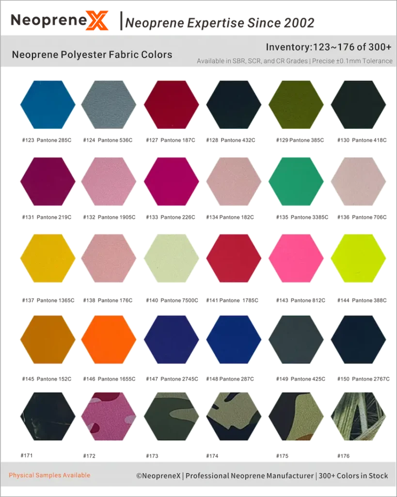 Precision neoprene suppliers polyester fabric colors with ±0.1mm tolerance