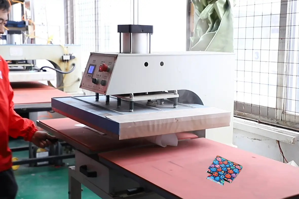 High-fidelity monster pattern sublimation result on a blank coffee sleeve, showcasing 100% color vibrancy and zero rubber-core bleed-through on our premium 200g+ polyester blanks.