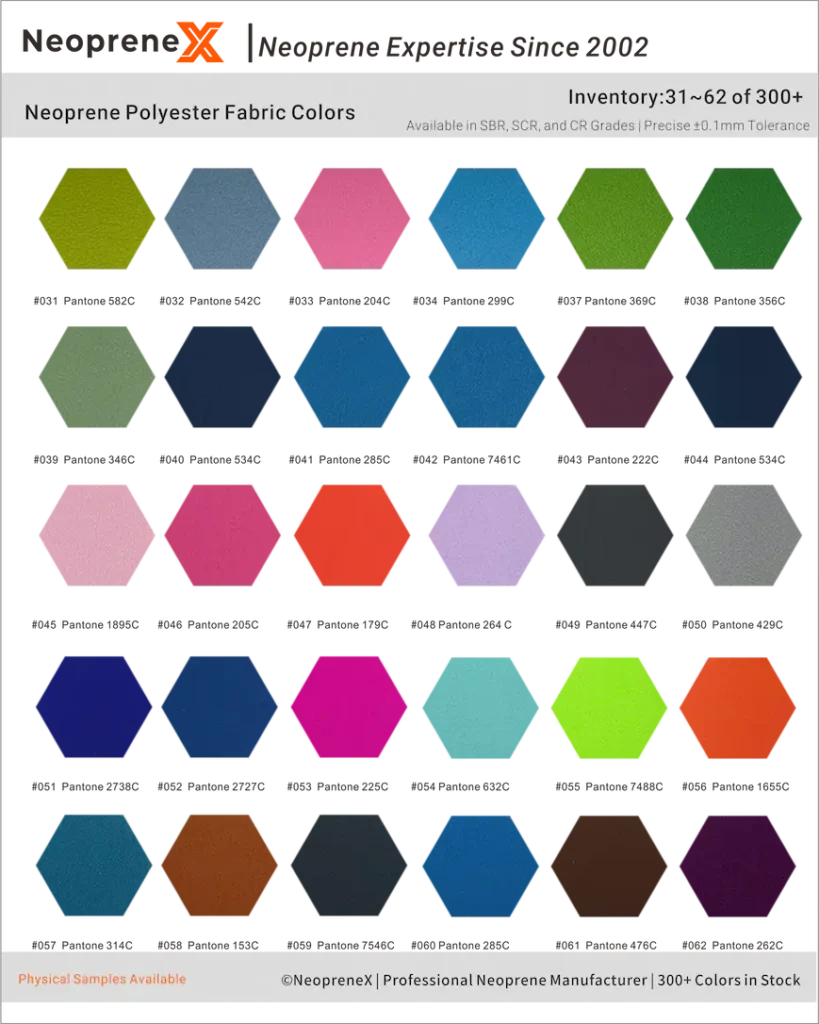 Wholesale neoprene suppliers fabric swatches 31-62 in stock