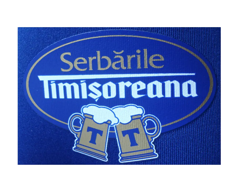 Heat transfer printed neoprene can koozie with flexible multi-color artwork, demonstrating versatile decoration for complex brand designs on beverage merchandise.