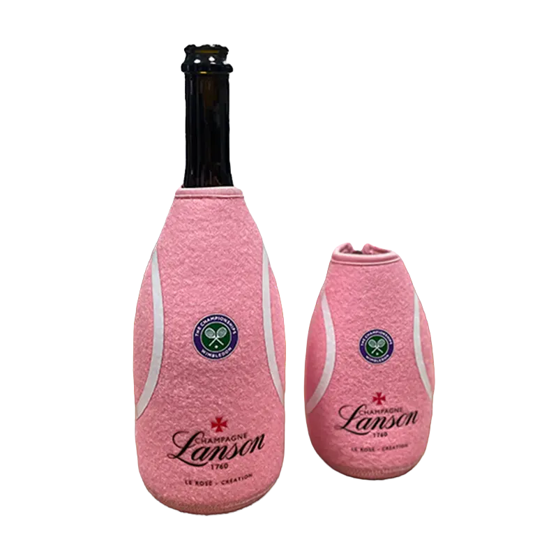 Premium winery gift case with fleece-touch laminated surface, flatlock seams, and luxury matte finish for champagne and prosecco bottles.