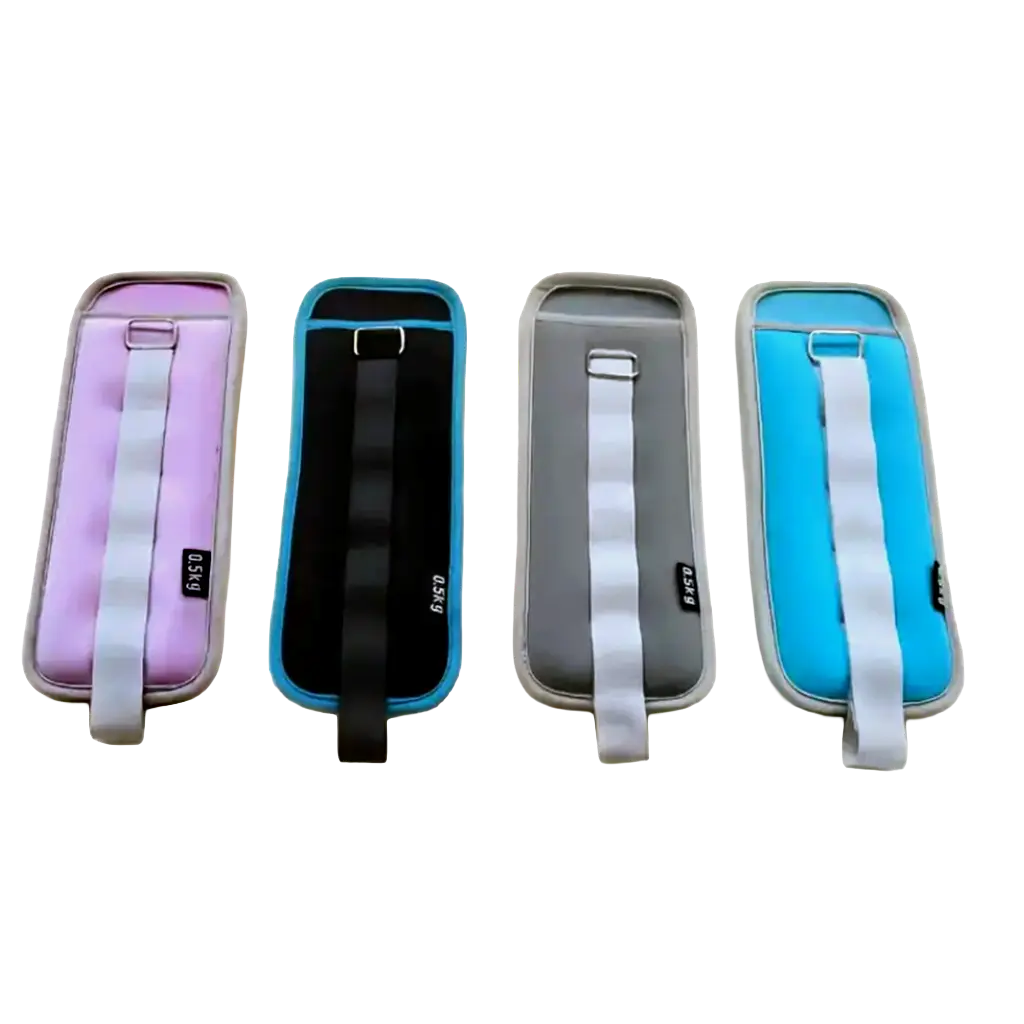 Premium neoprene wrist and ankle weights set available in a 1-5kg weight range, featuring adjustable D-ring strap closure and multiple custom colors, manufactured by NeopreneX for commercial bulk wholesale and fitness brand OEM.