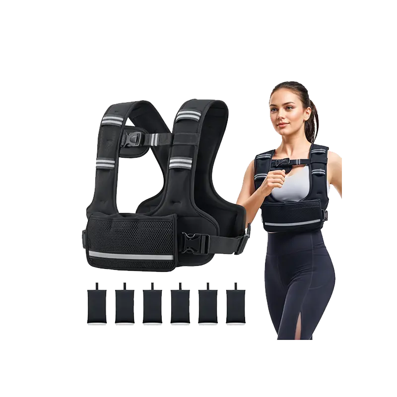 Premium neoprene adjustable weighted vest with detachable weight packets and front mesh pocket, 100% machine washable design for fitness and running, engineered by NeopreneX for commercial B2B wholesale and OEM customization.