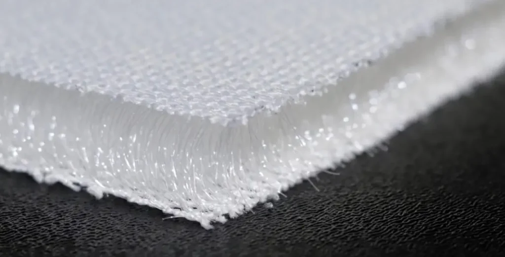 Padded polyester spacer fabric cross section showing layered structure
